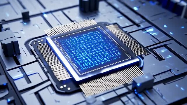 Close-up semiconductor chip, the future supercomputer technology