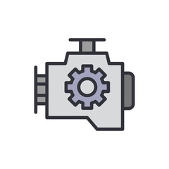 Car engine colored icons, minimalist vector illustration ,simple transparent graphic element .Isolated on white background