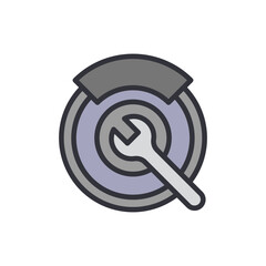 Engine repair colored icons, minimalist vector illustration ,simple transparent graphic element .Isolated on white background