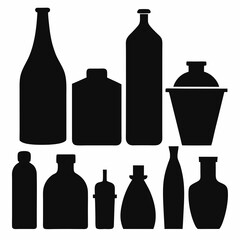 Black Silhouette Bottle and Jar Set