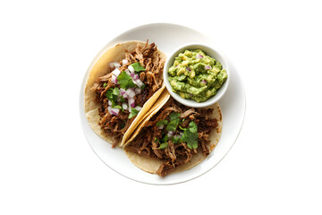 Delicious Pulled Pork Tacos with Guacamole a tasty Mexican meal,