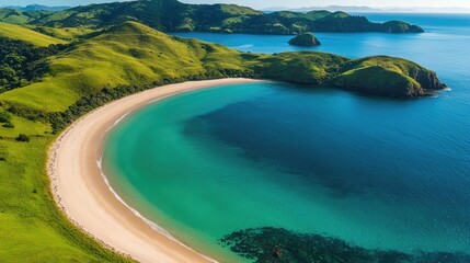 Obraz premium Breathtaking Aerial View of Secluded Bay in Tropical Paradise