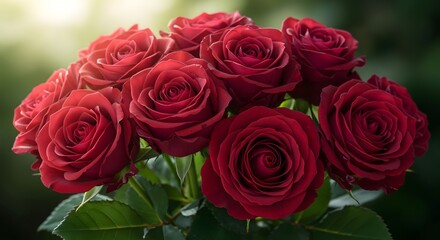 Blooming Red Roses with Soft Lighting Romantic Floral Arrangement
