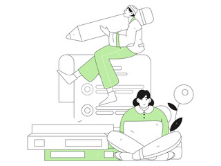 Education and learning people flat vector concept hand drawn illustration
