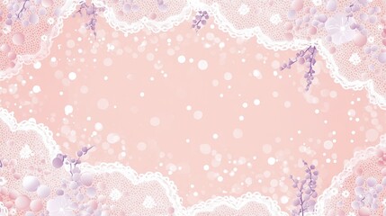 Elegant Pink Lace Background with Floral Accents and Soft Bokeh
