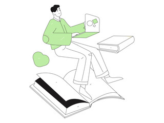 Education and learning people flat vector concept hand drawn illustration
