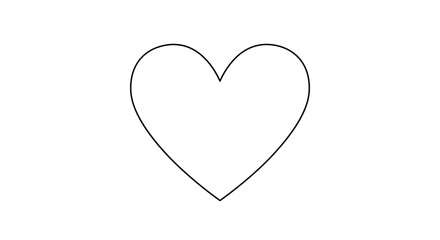 Simple Heart Outline Graphic Illustration on White Background Symbolizing Love