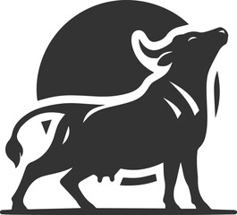 Angry bull angus cattle vector silhouette