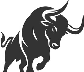 Angry bull angus cattle vector silhouette
