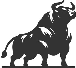 Angry bull angus cattle vector silhouette