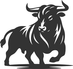 Angry bull angus cattle vector silhouette
