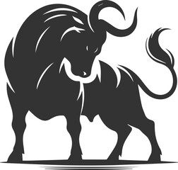 Angry bull angus cattle vector silhouette