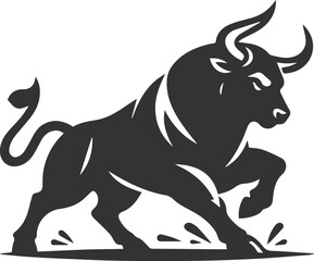Angry bull angus cattle vector silhouette