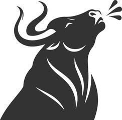 Angry bull angus cattle vector silhouette