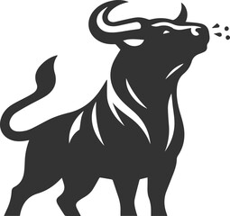 Angry bull angus cattle vector silhouette