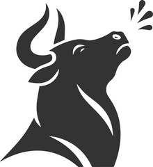 Angry bull angus cattle vector silhouette