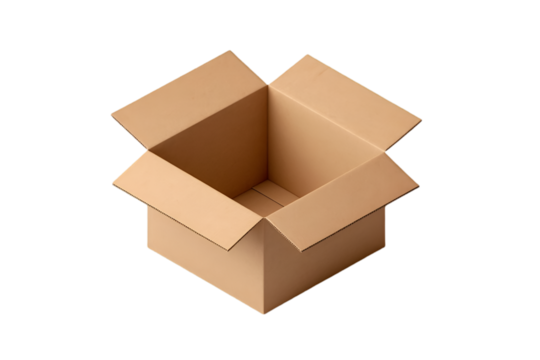 open cardboard box on transparent background  - Powered by Adobe