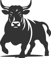 Angry bull angus cattle vector silhouette
