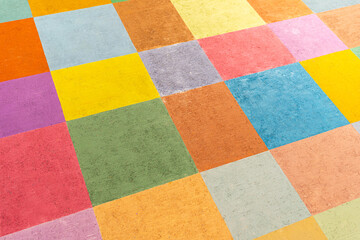 Colorful Geometric Oil paint Squares on Canvas. background for social media, marketing, and advertisements.