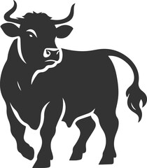 Angry bull angus cattle vector silhouette