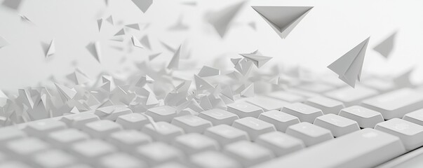 Abstract representation of creativity and digital innovation with paper planes.