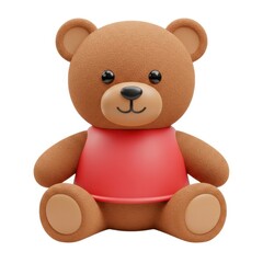 Obraz premium Adorable plush teddy bear toy for kids and toddlers isolated on white background