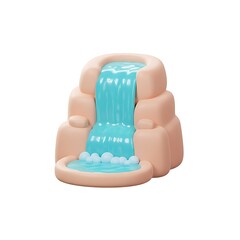 Obraz premium 3D Stone Waterfall with Stream