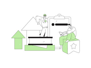 Obraz premium Education and learning people flat vector concept hand drawn illustration 
