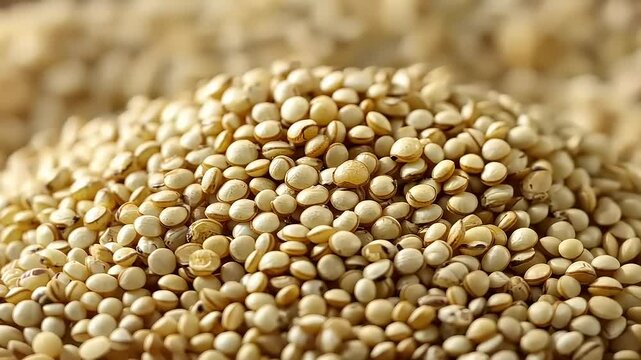 Pile of nutritious quinoa seeds for healthy recipes and superfood preparations