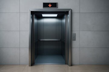 The elevator, ready to transport people up or down, in a modern building setting.