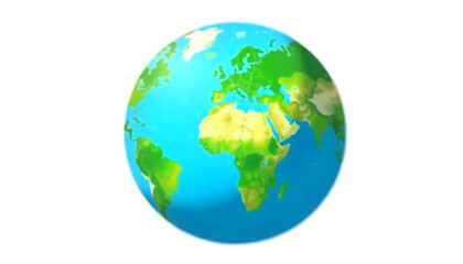 Fototapeta premium Stylized Earth Globe with Continents Detailed in Vibrant Colors on White