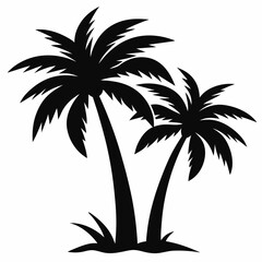 Fototapeta premium Black Silhouette Two Palm Trees