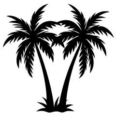 Obraz premium Black Silhouette Two Palm Trees