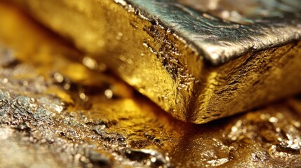 Golden ingots close-up