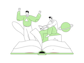 Education and learning people flat vector concept hand drawn illustration
