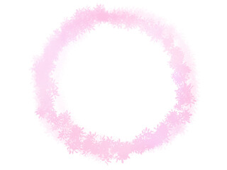 水彩で描いたリースのような円フレーム素材・ピンク