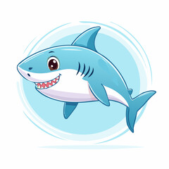 Fototapeta premium Cute Kawaii Shark – Adorable Cartoon Ocean Animal Illustration