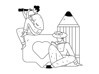 Education and learning people flat vector concept hand drawn illustration
