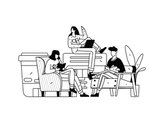 Education and learning people flat vector concept hand drawn illustration
