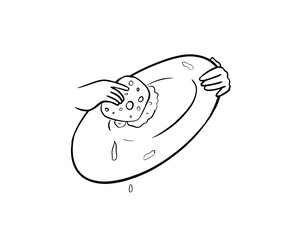 washing dish digital illustration drawing isolated