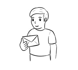 man holding mail digital illustration drawing isolated