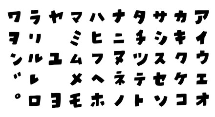 手書き文字　カタカナ　日本語　ハンドレタリング　５０音