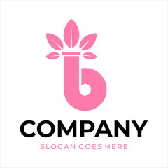 logo design combining the letter b, leaves and pipes.