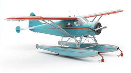 Exhibit Seaplane Float and Wing Connectivity on Clean White Canvas for Detailed Aeronautical Engineering Showcases