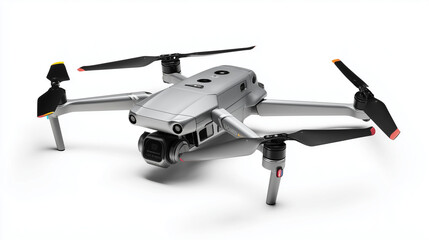 Fototapeta premium Advanced UAV drone style isolated on white background featuring aerodynamic quadcopter frame for military and commercial uses