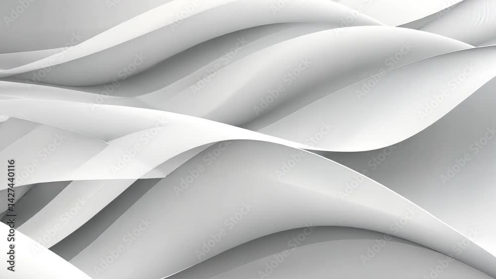 Poster smooth flowing abstract design of layered white waves tranquil exploration of depth and movement in 
