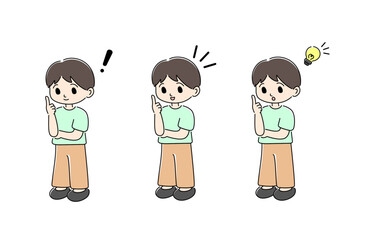 男の子のひらめき全身ポーズ