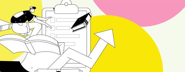 Education and learning people flat vector concept hand drawn illustration
