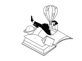 Education and learning people flat vector concept hand drawn illustration
