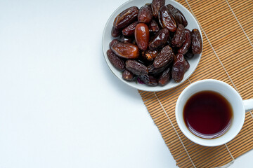 Dates Fruit And Hot Tea For Iftar Or Suhoor On Ramadan Month